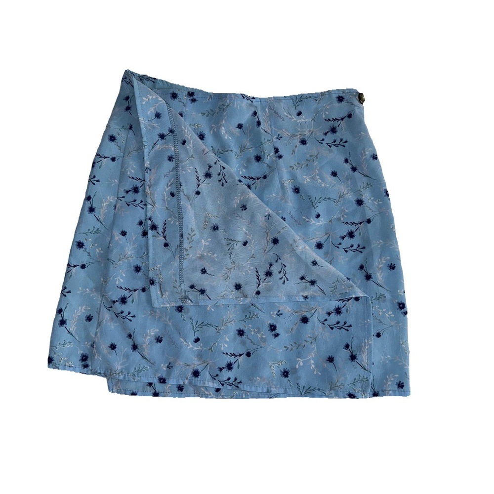 Blue Floral Wrap Around Skirt